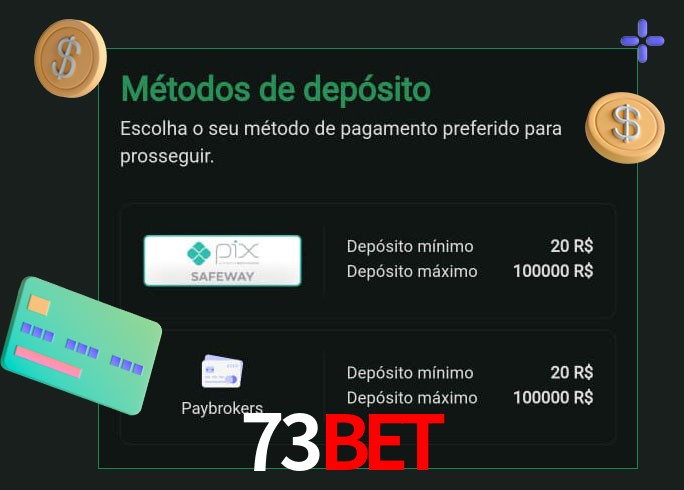 O cassino 73Bet oferece uma grande variedade de métodos de pagamento